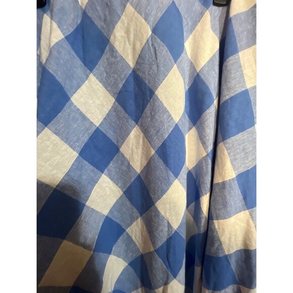 Lane Bryant A-Line Blue & White Checkered Midi Skirt Size 22/24 Linen & Viscose - Picture 4 of 6